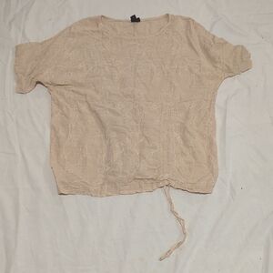 Elegant Beige Embroidered Women's Top